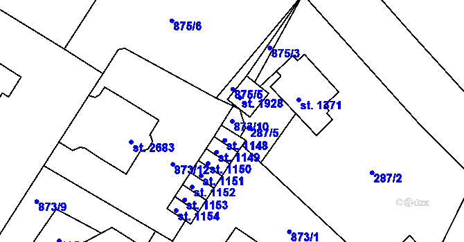 Parcela st. 873/10 v KÚ Litovel, Katastrální mapa