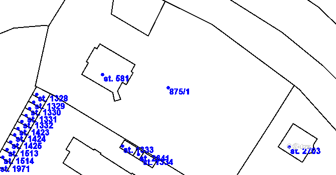Parcela st. 875/1 v KÚ Litovel, Katastrální mapa