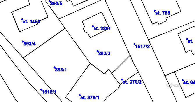 Parcela st. 893/3 v KÚ Litovel, Katastrální mapa