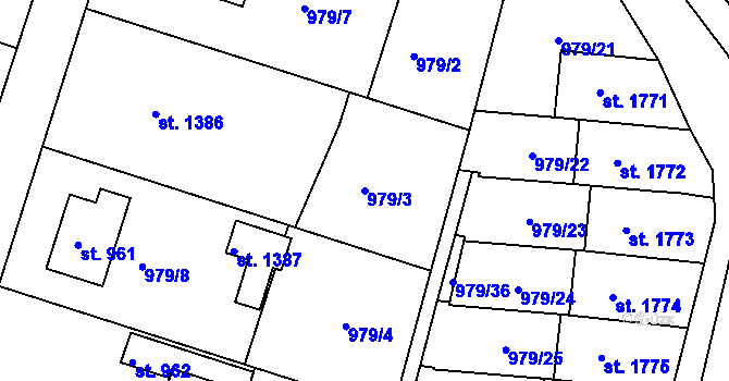Parcela st. 979/3 v KÚ Litovel, Katastrální mapa