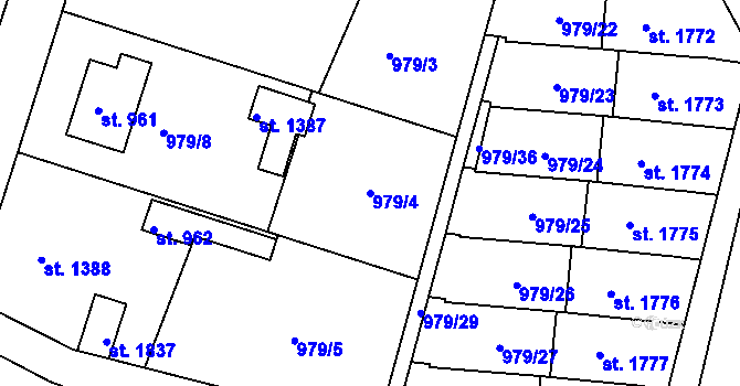 Parcela st. 979/4 v KÚ Litovel, Katastrální mapa