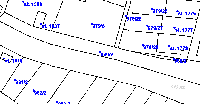 Parcela st. 980/2 v KÚ Litovel, Katastrální mapa