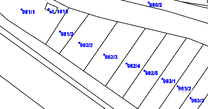 Parcela st. 982/3 v KÚ Litovel, Katastrální mapa
