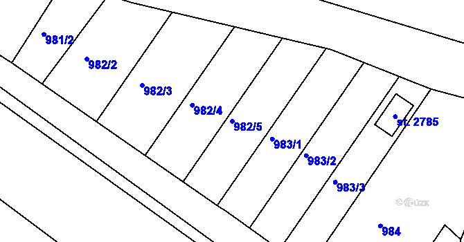 Parcela st. 982/5 v KÚ Litovel, Katastrální mapa