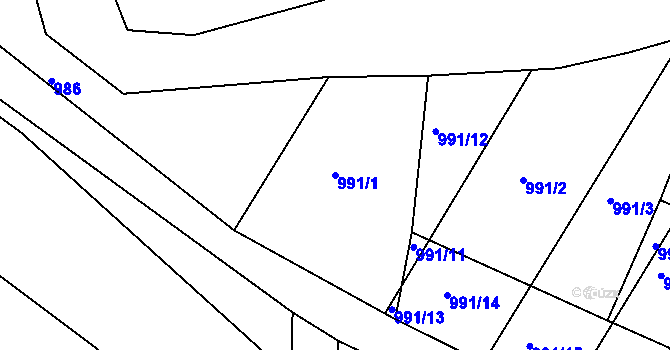 Parcela st. 991/1 v KÚ Litovel, Katastrální mapa