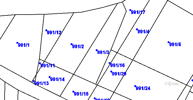 Parcela st. 991/3 v KÚ Litovel, Katastrální mapa