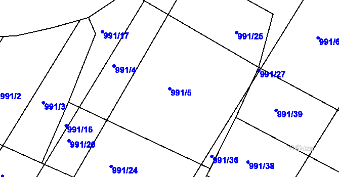 Parcela st. 991/5 v KÚ Litovel, Katastrální mapa