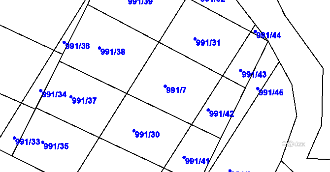Parcela st. 991/7 v KÚ Litovel, Katastrální mapa