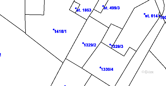 Parcela st. 1329/2 v KÚ Litovel, Katastrální mapa