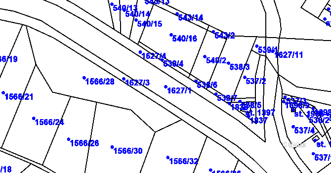 Parcela st. 1627/1 v KÚ Litovel, Katastrální mapa