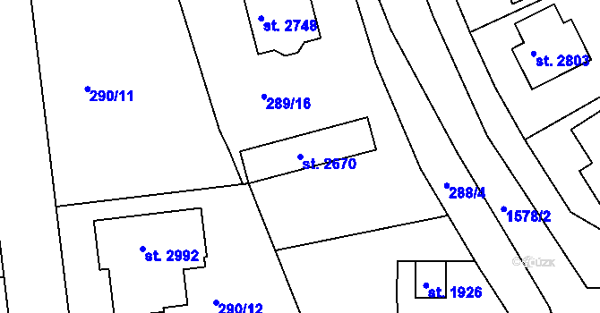 Parcela st. 2670 v KÚ Litovel, Katastrální mapa