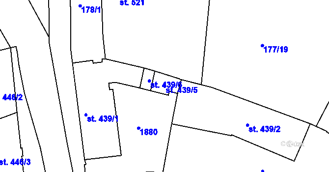 Parcela st. 439/5 v KÚ Litovel, Katastrální mapa