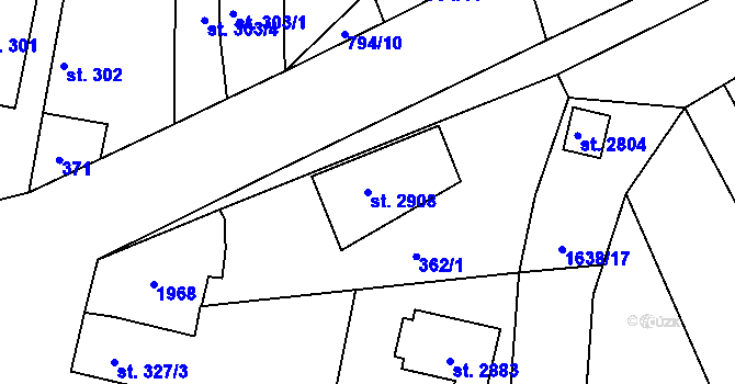 Parcela st. 2908 v KÚ Litovel, Katastrální mapa