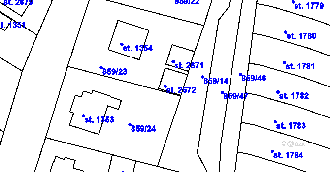 Parcela st. 2672 v KÚ Litovel, Katastrální mapa