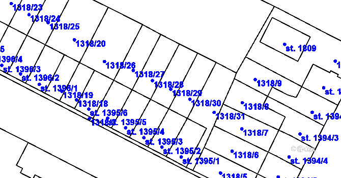 Parcela st. 1318/29 v KÚ Litovel, Katastrální mapa