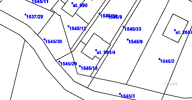 Parcela st. 991/4 v KÚ Litovel, Katastrální mapa