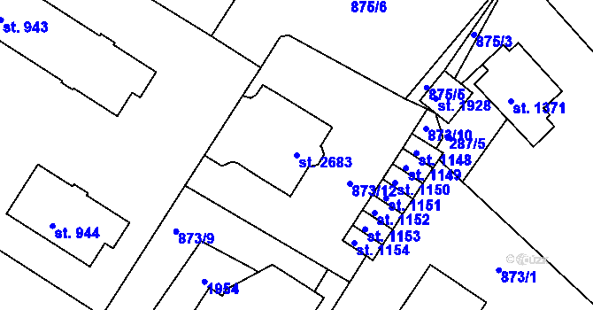 Parcela st. 2683 v KÚ Litovel, Katastrální mapa