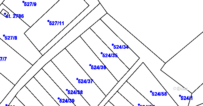 Parcela st. 524/35 v KÚ Litovel, Katastrální mapa