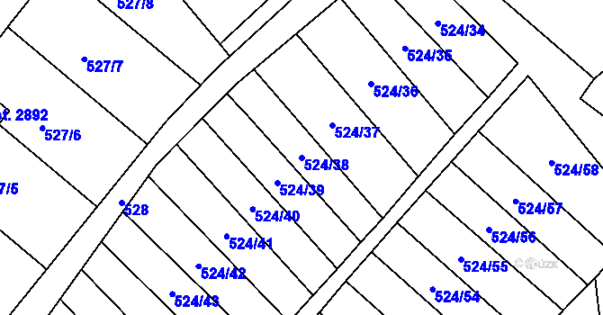 Parcela st. 524/38 v KÚ Litovel, Katastrální mapa