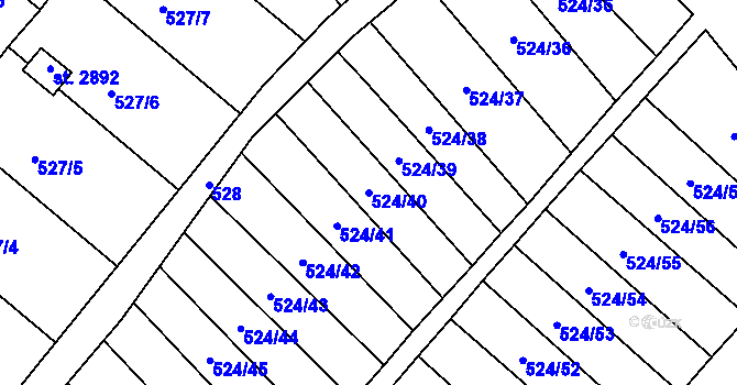 Parcela st. 524/40 v KÚ Litovel, Katastrální mapa