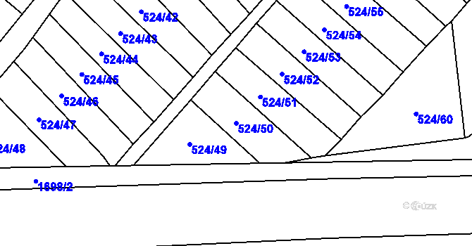 Parcela st. 524/50 v KÚ Litovel, Katastrální mapa