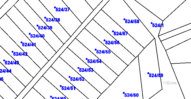 Parcela st. 524/55 v KÚ Litovel, Katastrální mapa
