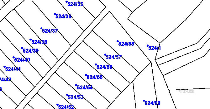 Parcela st. 524/57 v KÚ Litovel, Katastrální mapa