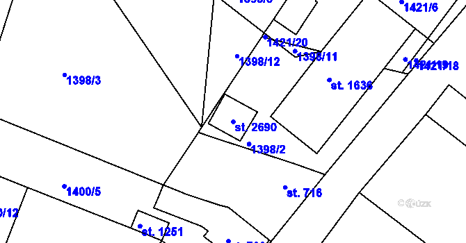 Parcela st. 2690 v KÚ Litovel, Katastrální mapa