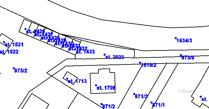 Parcela st. 2025 v KÚ Litovel, Katastrální mapa