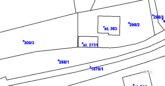 Parcela st. 2731 v KÚ Litovel, Katastrální mapa