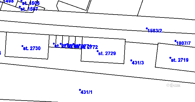 Parcela st. 2729 v KÚ Litovel, Katastrální mapa
