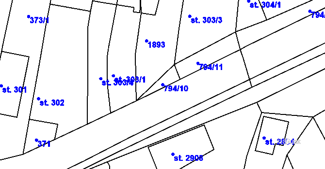 Parcela st. 794/10 v KÚ Litovel, Katastrální mapa