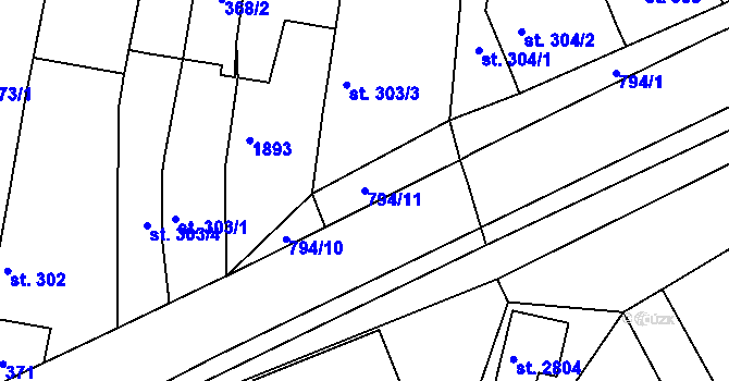 Parcela st. 794/11 v KÚ Litovel, Katastrální mapa