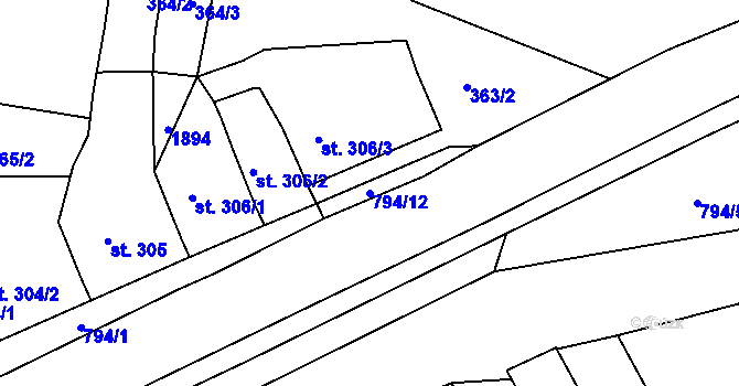 Parcela st. 794/12 v KÚ Litovel, Katastrální mapa