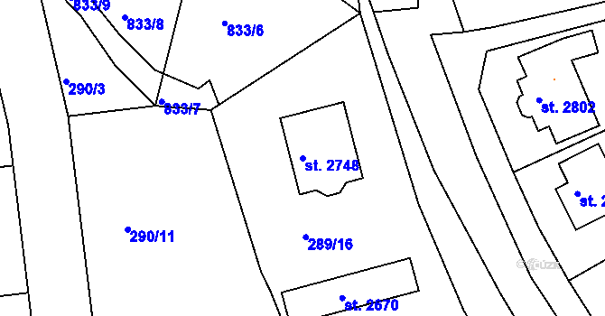 Parcela st. 2748 v KÚ Litovel, Katastrální mapa