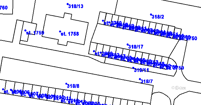 Parcela st. 2752 v KÚ Litovel, Katastrální mapa