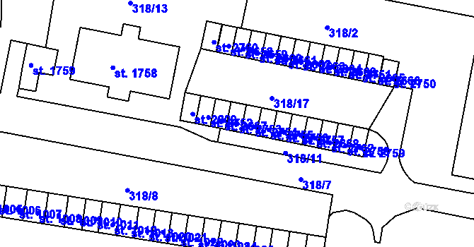 Parcela st. 2753 v KÚ Litovel, Katastrální mapa