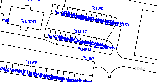 Parcela st. 2756 v KÚ Litovel, Katastrální mapa