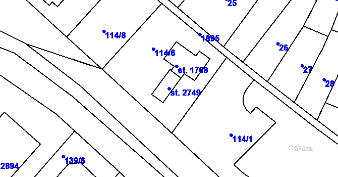 Parcela st. 2749 v KÚ Litovel, Katastrální mapa