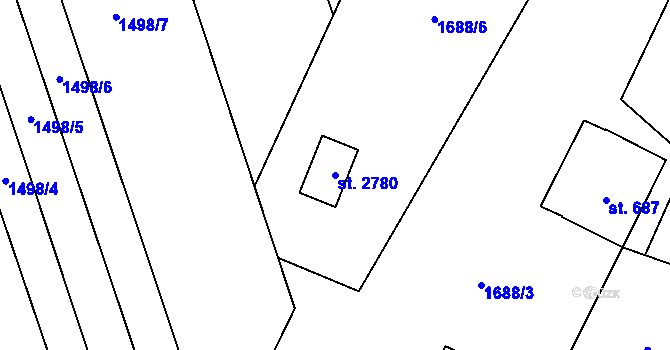 Parcela st. 2780 v KÚ Litovel, Katastrální mapa