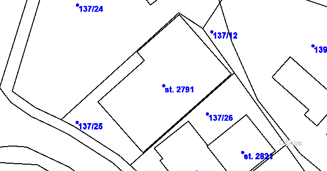 Parcela st. 2791 v KÚ Litovel, Katastrální mapa