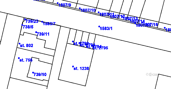 Parcela st. 2794 v KÚ Litovel, Katastrální mapa
