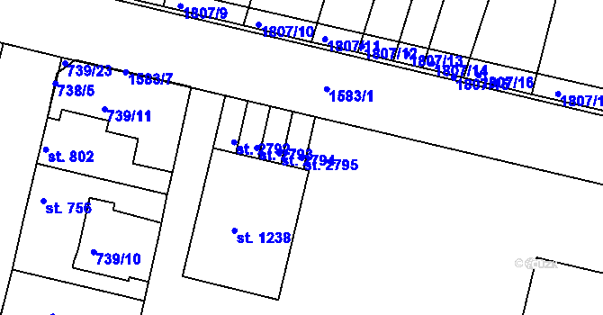 Parcela st. 2795 v KÚ Litovel, Katastrální mapa