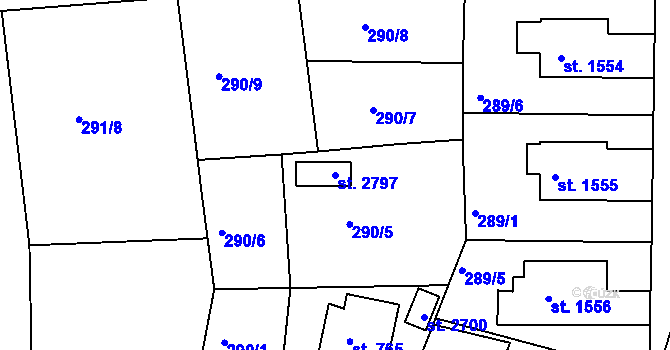 Parcela st. 2797 v KÚ Litovel, Katastrální mapa