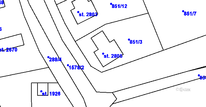 Parcela st. 2805 v KÚ Litovel, Katastrální mapa
