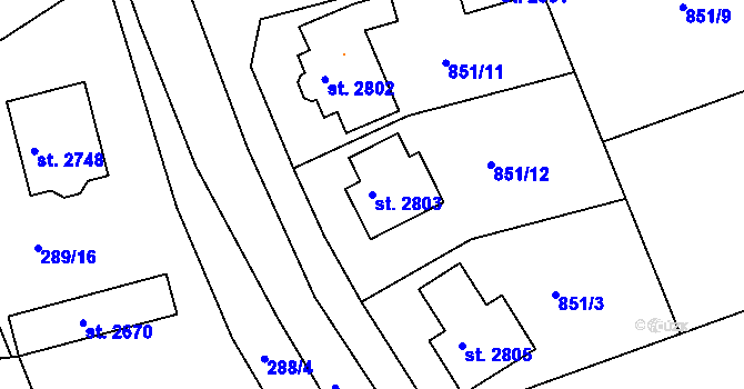 Parcela st. 2803 v KÚ Litovel, Katastrální mapa