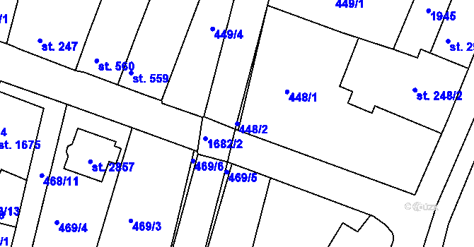 Parcela st. 448/2 v KÚ Litovel, Katastrální mapa