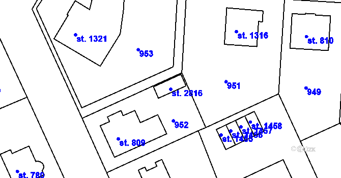 Parcela st. 2816 v KÚ Litovel, Katastrální mapa