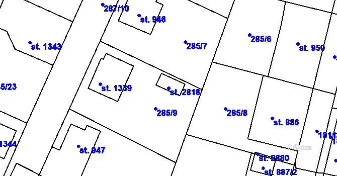 Parcela st. 2818 v KÚ Litovel, Katastrální mapa