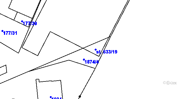 Parcela st. 533/19 v KÚ Litovel, Katastrální mapa